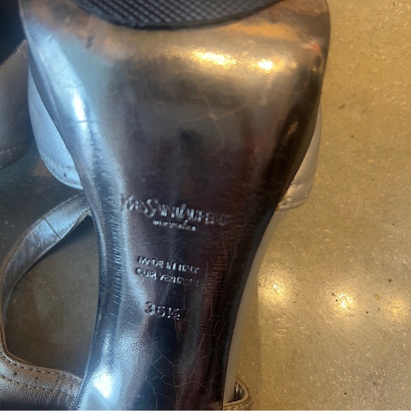 Yves Saint Laurent metallic slingback open toe platform heels. Size 36.5 - Picture 8 of 12